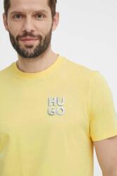 Hugo pamut póló sárga, férfi, nyomott mintás - sárga XS - answear - 22 990 Ft