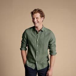 Charles Tyrwhitt Pure Linen Shirt - Olive - Extra Slim fit | XXL