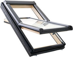 Roto Designo R45 Billenő tetőtéri fa ablak, manuális, alsó kilinccsel, 2 rétegű Standard üveggel 650x1400mm (R45_ 065/140 H200) (611762)