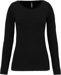 Kariban Női hosszú ujjú kereknyakú sztreccs póló, Kariban KA3017, Black-2XL (ka3017bl-2xl)