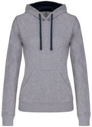 Kariban Női pulóver kontrasztos bélésű kapucnival, Kariban KA465, Oxford Grey/Navy-M (ka465oxg-nv-m)