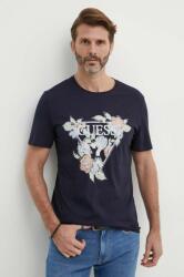 Guess pamut póló FLOWERS sötétkék, férfi, nyomott mintás, M4GI11 I3Z14 - sötétkék M
