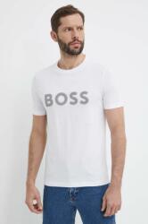 Boss Green pamut póló fehér, férfi, nyomott mintás - fehér L - answear - 26 990 Ft