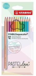 STABILO Színes ceruza STABILO Aquacolor pastellove hatszögletű 12 db/készlet (1612/7)
