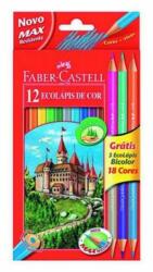 Faber-Castell Színes ceruza FABER-CASTELL hatszögletű 12 db/készlet+ 3 db kétvégű ceruza (110312)