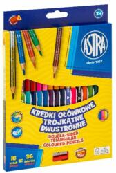 Astra Színes ceruza ASTRA háromszögletű duó kétvégű hegyezővel 18 darabos 36 színű (312023002) - decool