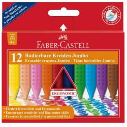 Faber-Castell Zsírkréta FABER-CASTELL Grip Jumbo háromszögletű hegyezett radírozható 12 színű (122540) - decool