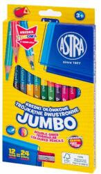 Astra Színes ceruza ASTRA Jumbo hengeres duó kétvégű hegyezővel 12 darabos 24 színű (312023909) - decool