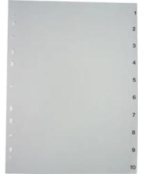 Office Index plastic A4 numeric 1-10 gri, 10 file (59210)