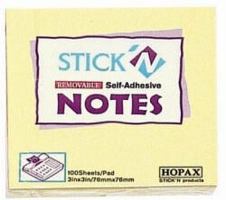 Hopax Notes adeziv 76x76 mm, 100 file/set galben pastel (HO-21007)