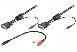 Office Max Cablu VGA + audio, 15T-15T, contacte aurite, 3m + adaptor 3.5mm mama la 2 x RCA (93969)