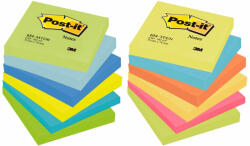 3M Post-it 76x76mm diverse culori neon, 100 file/set (NOT120)