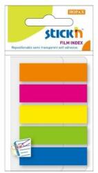 Hopax Index autoadeziv din plastic, 12x45mm, 5 culori, 25 file/cul (21050)