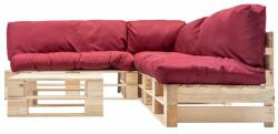 vidaXL Set mobilier de grădină paleți, perne roșii, 4 piese, lemn FSC (277489)