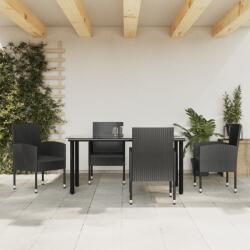 vidaXL Set mobilier de grădină, 5 piese, negru, poliratan și oțel (3203348)