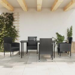 vidaXL Set mobilier de grădină, 5 piese, negru, poliratan și oțel (3203340)