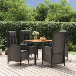 vidaXL Set mobilier de grădină cu perne, 5 piese, negru, poliratan (3185069) - comfy