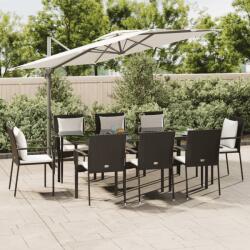 vidaXL Set mobilier de grădină cu perne, 9 piese, negru, poliratan (3185100) - comfy