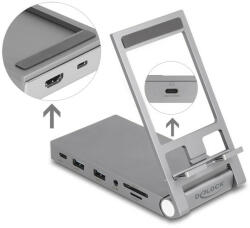  Delock táblagép és notebook dokkoló állomás 4K beépített tartóval - HDMI / USB / Hub / SD / Micro SD / PD 3.0 - összecsukható (88199)