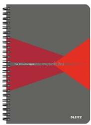Leitz Office spirálfüzet, A5, kockás, 90 lap, laminált karton borító (szürke-piros) (LEITZ_44580025) (LEITZ_44580025)