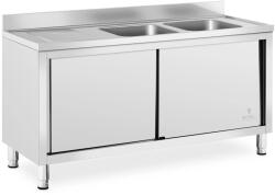 Royal Catering Chiuveta de bucătărie comercială Silver Sink - 2 bazine - Royal Catering - Oţel inoxidabil - măsurători ale bazinului_245 mm RC-IKS03 (RC-IKS03)