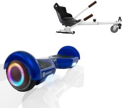 Smart Balance 6, 5 hüvelykes Hoverboard csomag standard üléssel, normál kék PowerBoard PRO-val, kiterjesztett autonómiával és fehér ergonómikus hoverkarttal, Smart Balance