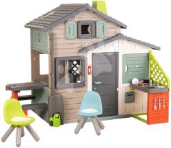 Smoby Căsuța Prietenilor ecologică cu loc pentru picnic în culori naturale Friends House Evo Playhouse Green Smoby extensibilă SM810229-I (SM810229-I)