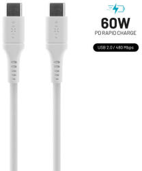 FIXED Liquid silicone adat- és töltőkábel USB-C/USB-C, PD, 1, 2 m, fehér (FIXDLS-CC12-WH)