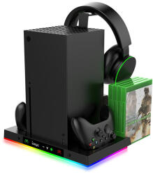iPega XBX023S Többfunkciós RGB töltőállvány hűtéssel Xbox Series X számára, fekete (PG-XBX023S)