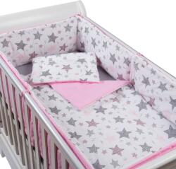 Kidizi Set lenjerie 7 piese din bumbac cu huse detasabile Kidizi Pink Stars RESIGILAT (5949221101958r) Lenjerii de pat bebelusi‎, patura bebelusi