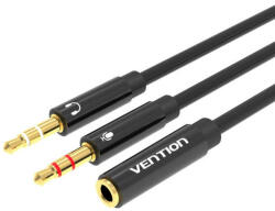 Vention Cablu audio 2x 3, 5 mm mascul la 4 poli mama 3, 5 mm 0, 3 m Vention BBTBY Negru (056454)