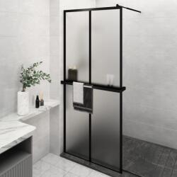 vidaXL fekete ESG üveg és alumínium zuhanyfal polccal 100 x 195 cm (3185470)