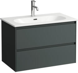 Laufen LUA Keskeny mosdó és alsószekrény kombináció 800mm, két fiókkal, egy csaplyuk, középen, Traffic Grey H8600872661041 (H8600872661041)
