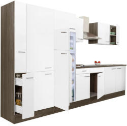 Leziter Yorki 360 konyhablokk yorki tölgy korpusz, selyemfényű fehér fronttal polcos szekrénnyel és felülfagyasztós hűtős szekrénnyel (L360YFH-PSZ-FF)