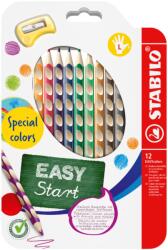 STABILO - Creioane EASYcolors pentru stângaci - set 12 buc cu răzătoarea (4006381606011)