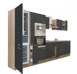 Leziter Yorki 360 konyhablokk sonoma tölgy korpusz, selyemfényű antracit fronttal alulfagyasztós hűtős szekrénnyel (L360STAN-AF)