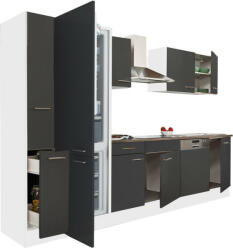 Leziter Yorki 310 konyhablokk fehér korpusz, selyemfényű antracit fronttal alulfagyasztós hűtős szekrénnyel (L310FHAN-AF)