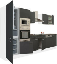 Leziter Yorki 340 konyhablokk fehér korpusz, selyemfényű antracit fronttal alulfagyasztós hűtős szekrénnyel (L340FHAN-AF)