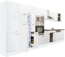 Leziter Yorki 430 konyhablokk fehér korpusz, selyemfényű fehér fronttal felülfagyasztós hűtős szekrénnyel (L430FHFH-FF)