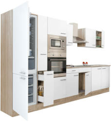 Leziter Yorki 360 konyhablokk sonoma tölgy korpusz, selyemfényű fehér fronttal alulfagyasztós hűtős szekrénnyel (L360STFH-AF)