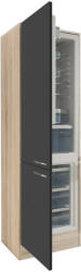 Leziter Yorki 60-as alulfagyasztós hűtős kamra szekrény sonoma tölgy korpusz selyemfényű antracit fronttal (YKAFH60STSA) - stuxi