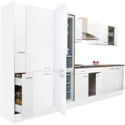 Leziter Yorki 360 konyhablokk fehér korpusz, selyemfényű fehér fronttal polcos szekrénnyel és alulfagyasztós hűtős szekrénnyel (L360FHFH-PSZ-AF)