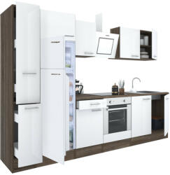 Leziter Yorki 280 konyhablokk yorki tölgy korpusz, selyemfényű fehér front alsó sütős elemmel felülfagyasztós hűtős szekrénnyel (L280YFH-SUT-FF)