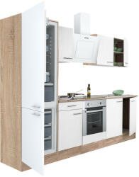 Leziter Yorki 270 konyhablokk sonoma tölgy korpusz, selyemfényű fehér front alsó sütős elemmel alulfagyasztós hűtős szekrénnyel (L270STFH-SUT-AF)
