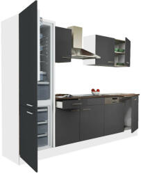 Leziter Yorki 280 konyhablokk fehér korpusz, selyemfényű antracit fronttal alulfagyasztós hűtős szekrénnyel (L280FHAN-AF)