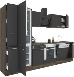 Leziter Yorki 310 konyhablokk yorki tölgy korpusz, selyemfényű antracit front alsó sütős elemmel alulfagyasztós hűtős szekrénnyel (L310YAN-SUT-AF)