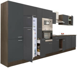 Leziter Yorki 420 konyhablokk yorki tölgy korpusz, selyemfényű antracit fronttal felülfagyasztós hűtős szekrénnyel (L420YAN-FF)