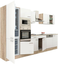 Leziter Yorki 340 konyhablokk sonoma tölgy korpusz, selyemfényű fehér fronttal alulfagyasztós hűtős szekrénnyel (L340STFH-AF)