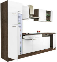 Leziter Yorki 280 konyhablokk yorki tölgy korpusz, selyemfényű fehér fronttal felülfagyasztós hűtős szekrénnyel (L280YFH-FF)