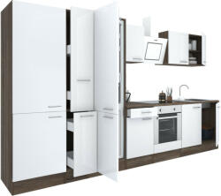 Leziter Yorki 360 konyhablokk yorki tölgy korpusz, selyemfényű fehér front alsó sütős elemmel polcos szekrénnyel és alulfagyasztós hűtős szekrénnyel (L360YFH-SUT-PSZ-AF)